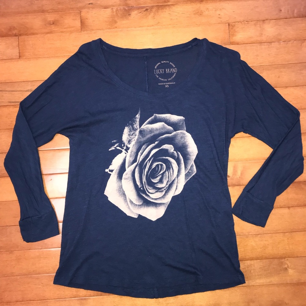 Lucky Brand Rose navy 3 quarter sleeve shirt
